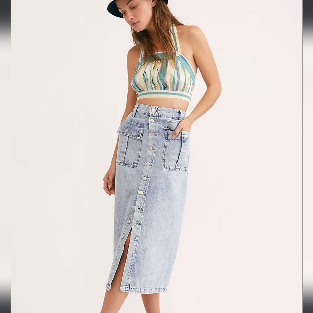 Free People We The Free Ava Denim Midi Skirt 12